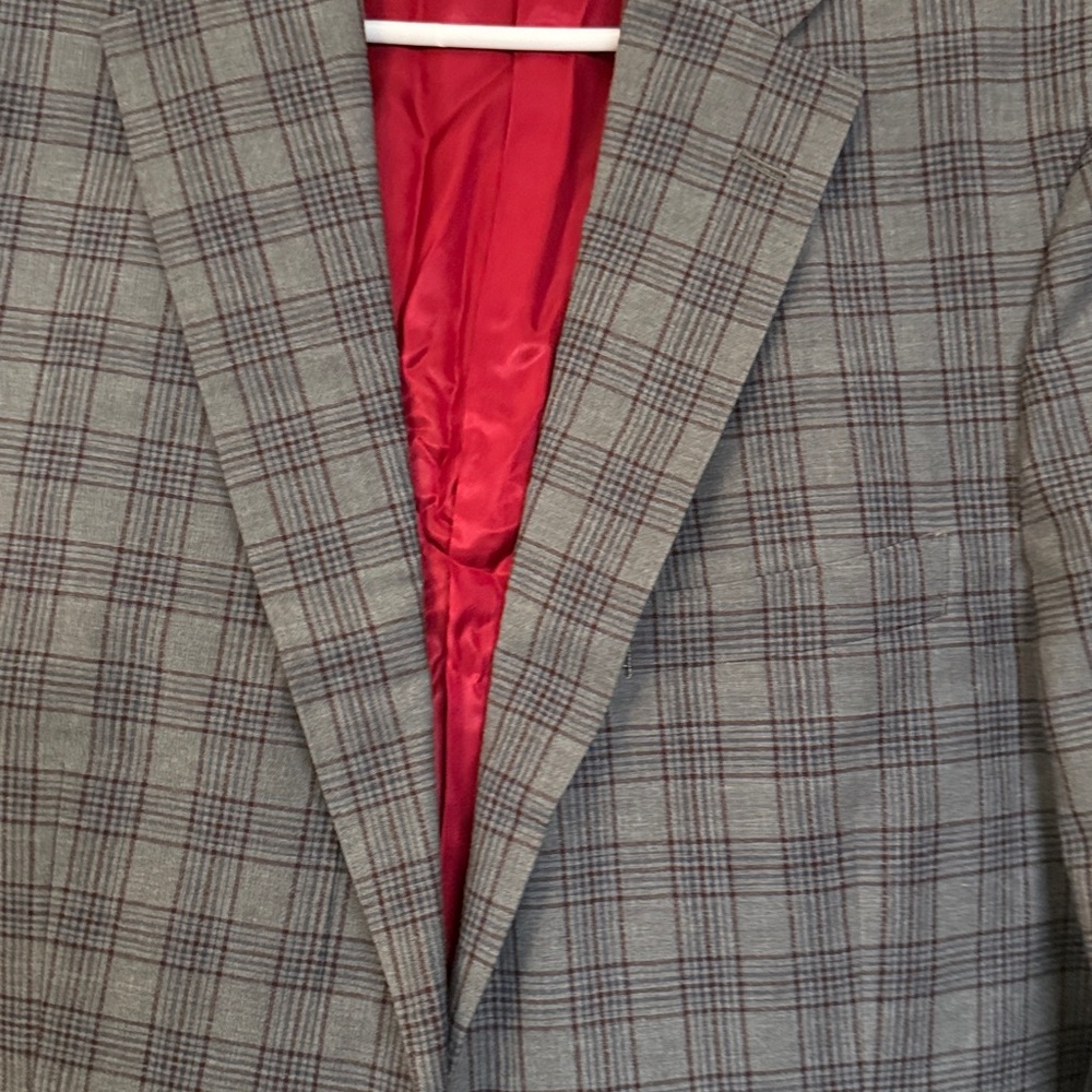 J.‎ Hilburn Mens Blazer Suit Jacket 100% Italian Wool Plaid Gray Size 41L